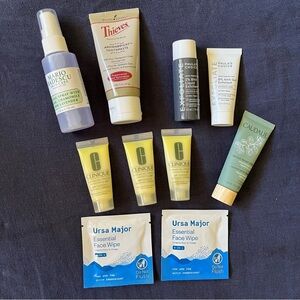Bundle of 10 skincare toiletry mini sizes convenient for travel assorted brands